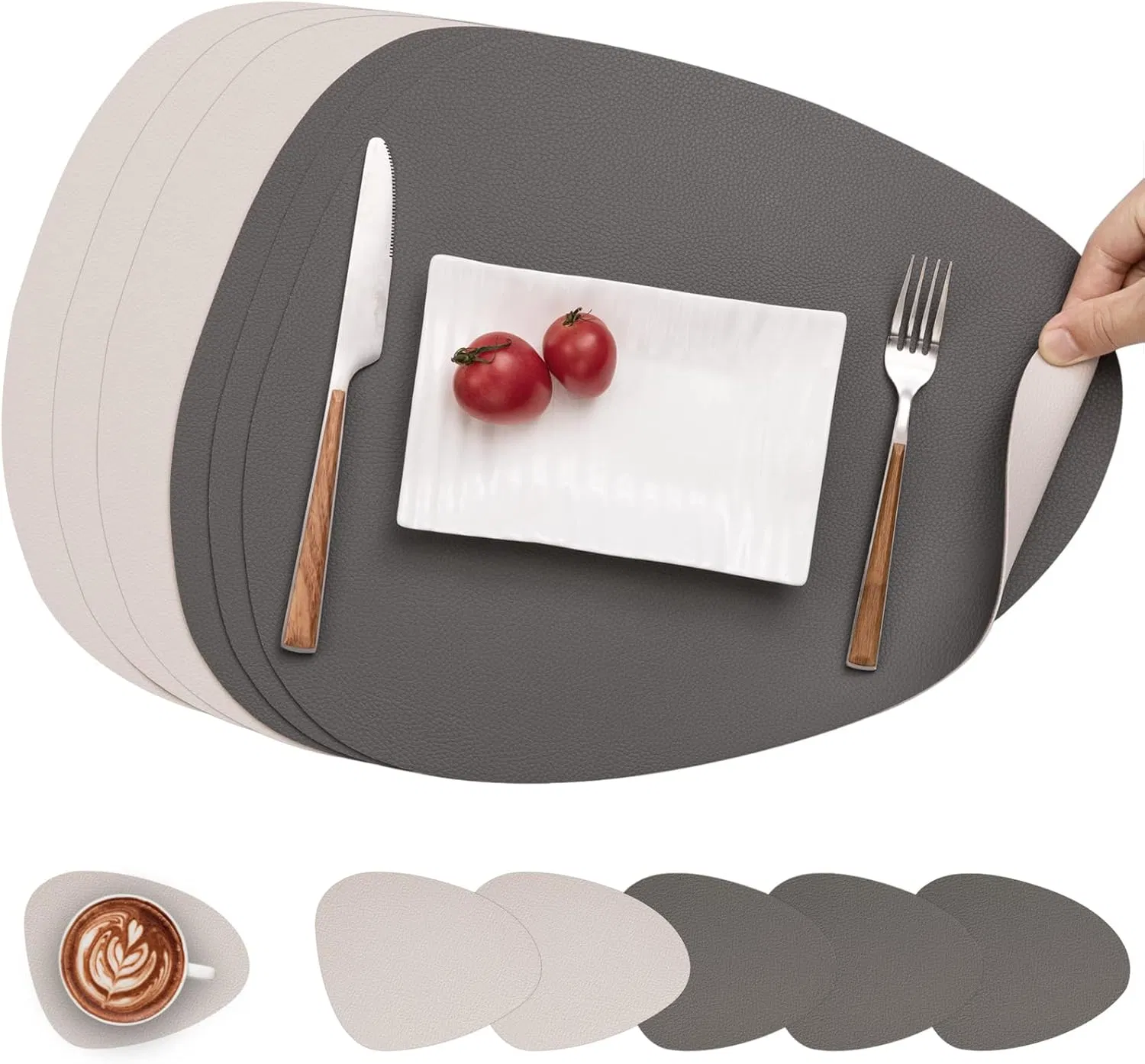Manufacturer Custom Design Washable Double-Sided Non-Slip Leather Round Place Mats Coasters