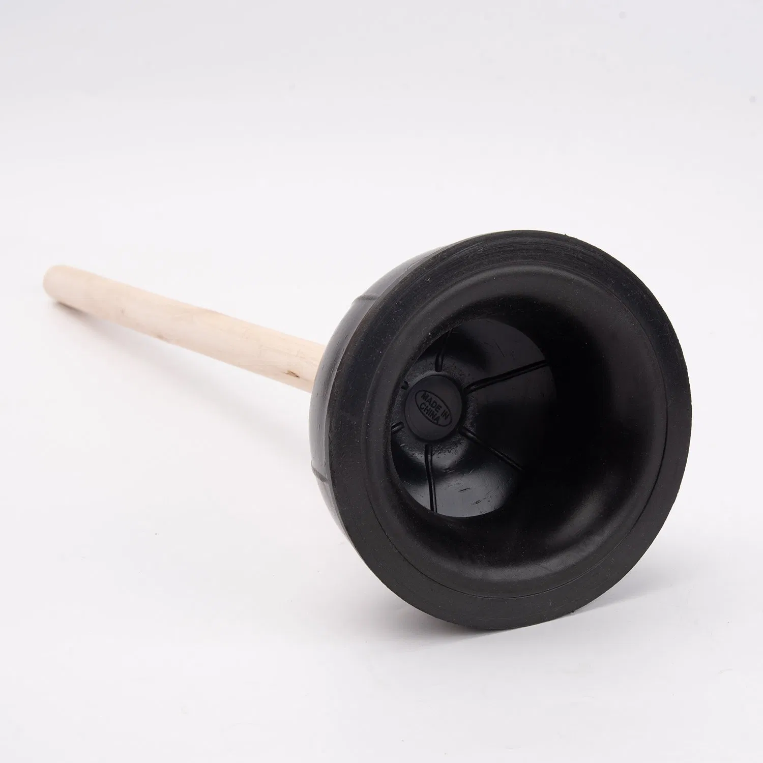 Wooden Handle Toilet Unclogging Device Through Rubber Toilet Suction Toilet Plunger