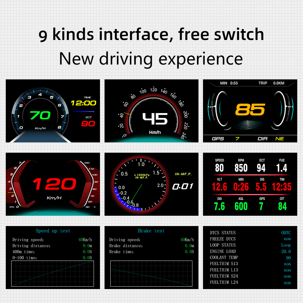 Проекционный дисплей HUD OBD2 P17 GPS для автомобиля