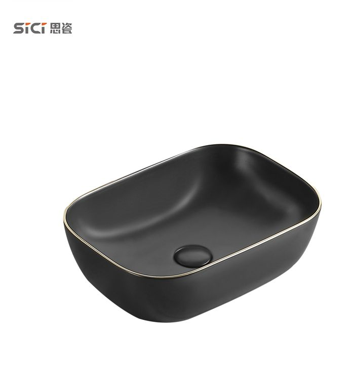 Wholesale Sanitary Black & White Color Basin Art Ceramic Table Top Wash Basin