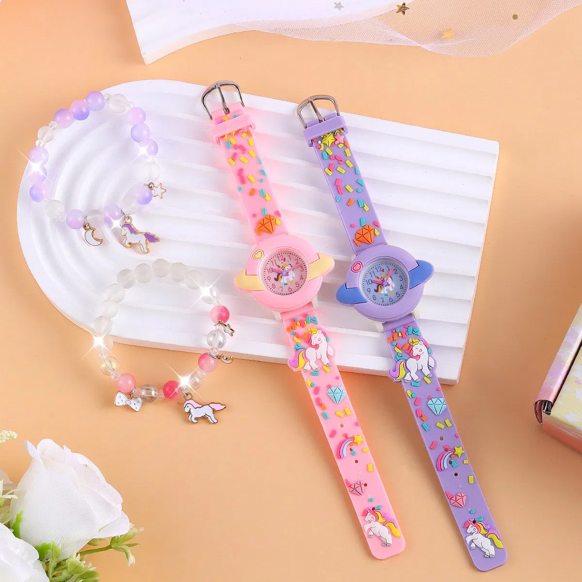 Unicorn Watch Crystal Bracelet Purple Pink Cute Cartoon