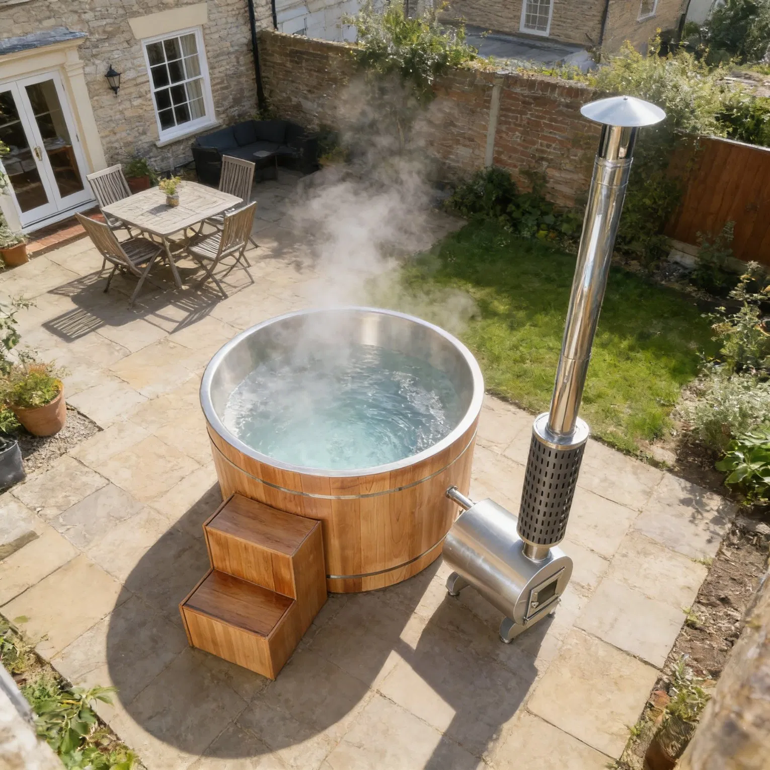 Eco-Friendly Wood Hot Tub Stainless Steel Wood Fired Hot Tub Stove for Private Villas