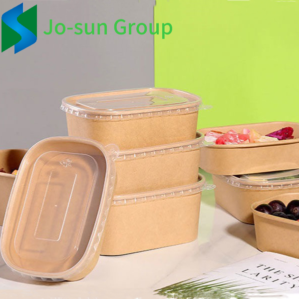 Jo-Sun Microwave Heating Lunch Box Disposable Kraft Paper Rectangular Bowl Takeout