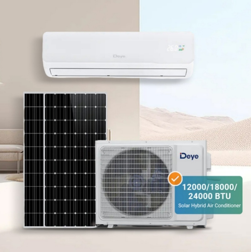 High Quality Deye Solar Air Conditioner 12000BTU 18000BTU 24000BTU Split Portable Air Conditioner AC/DC Hybrid Solar Power Air Conditioning System