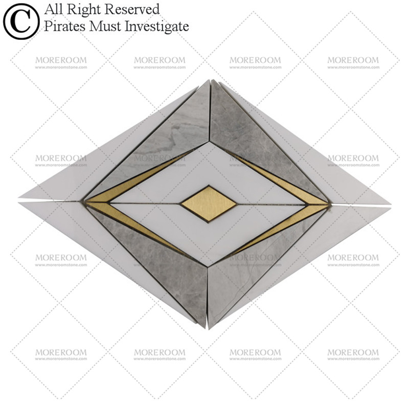 Мозаика из мрамора и латуни Diamond Shape