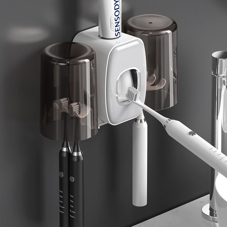 Home Couple Storage Rack Smart Toothbrush Holder with UV Sterilizer and Toothpaste Dispenser