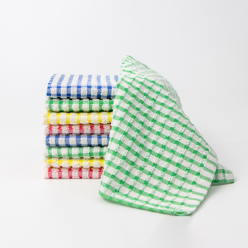 Colorful Checkered Kitchen Cleaning Multi-Functional Absorbent Pure Cotton Dishwashing Towel