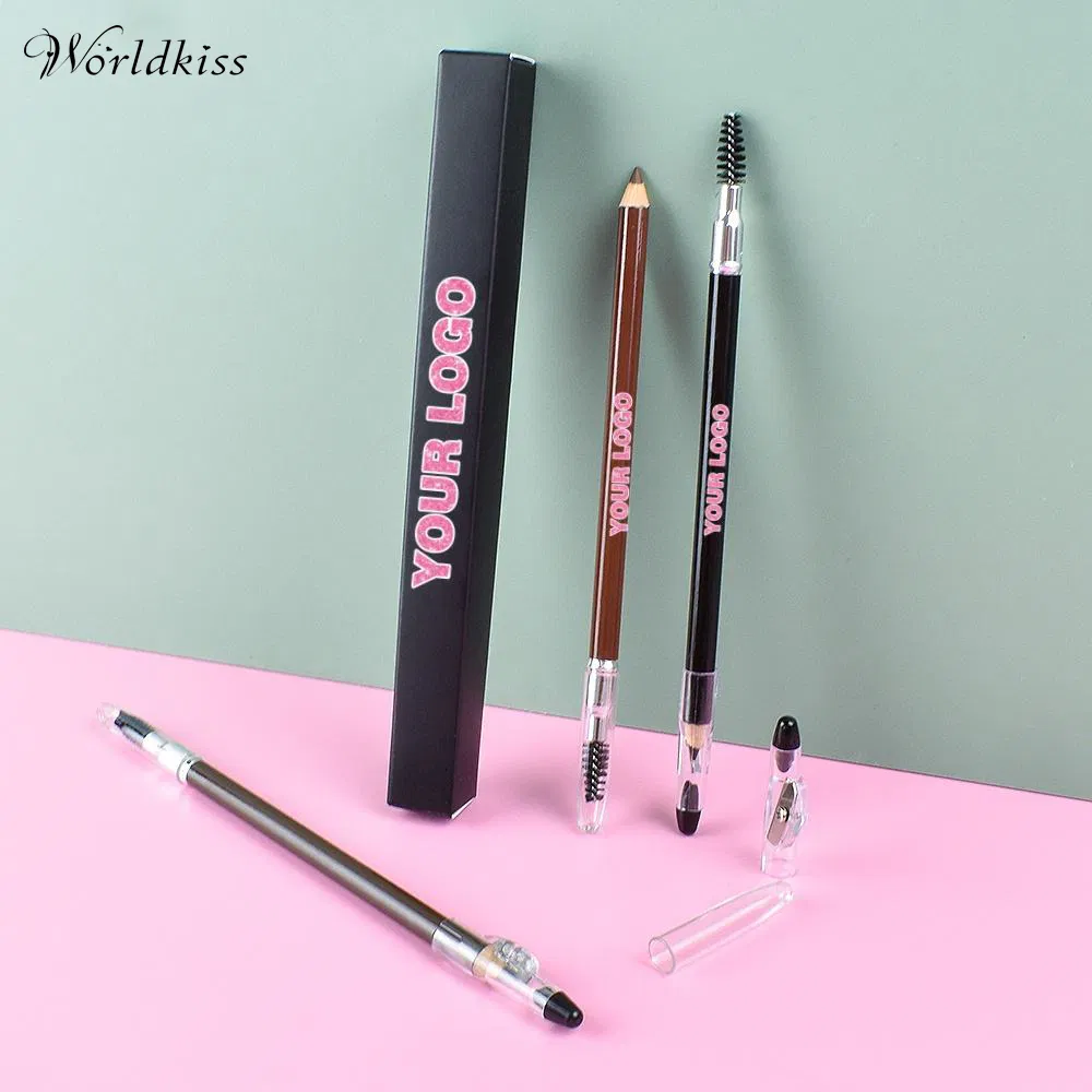 Vegan Five Color Waterproof Dual Wooden Brown Eyebrow Pencil Sharpener Pencil