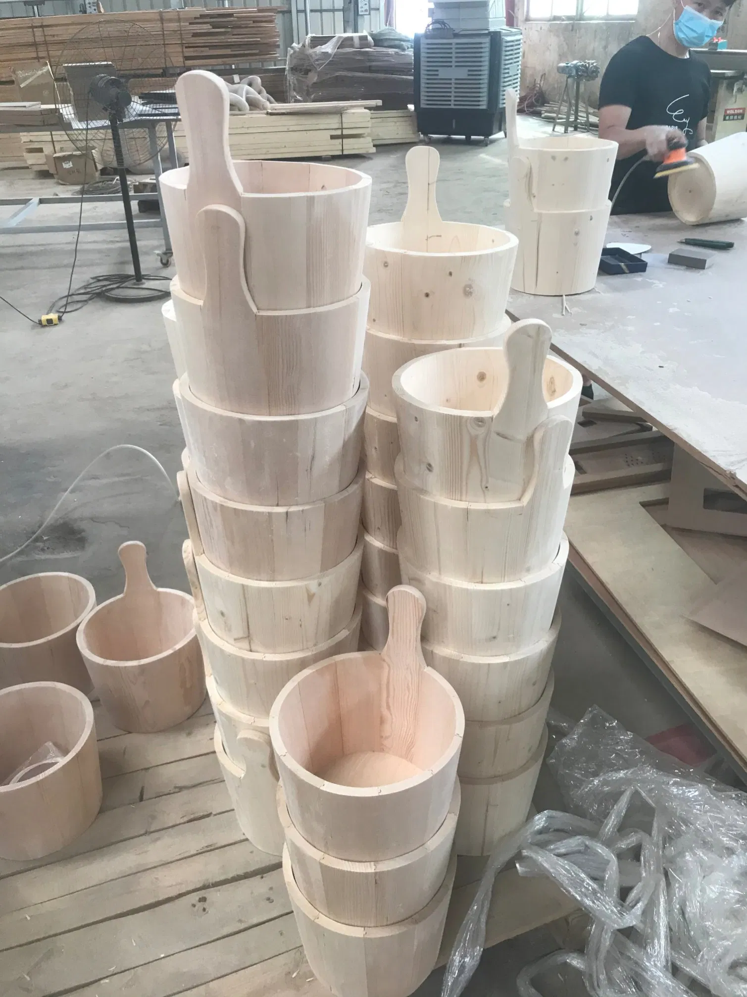 Sauna Pine Bucket with Water Ladle