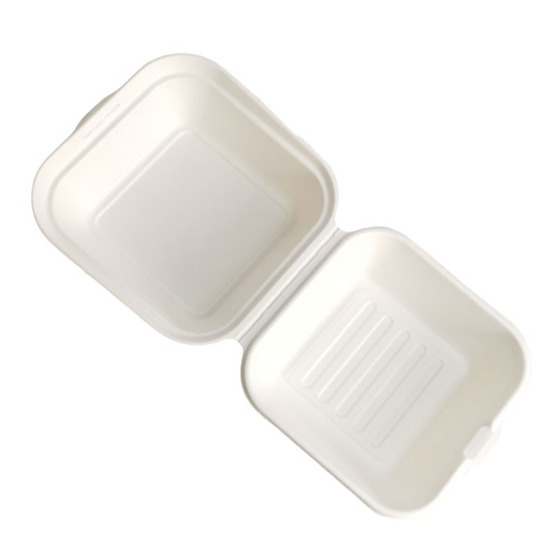 450ml 6 Inch Customizable Eco Sugarcane Bagasse Biodegradable Sandwich Hamburger Container