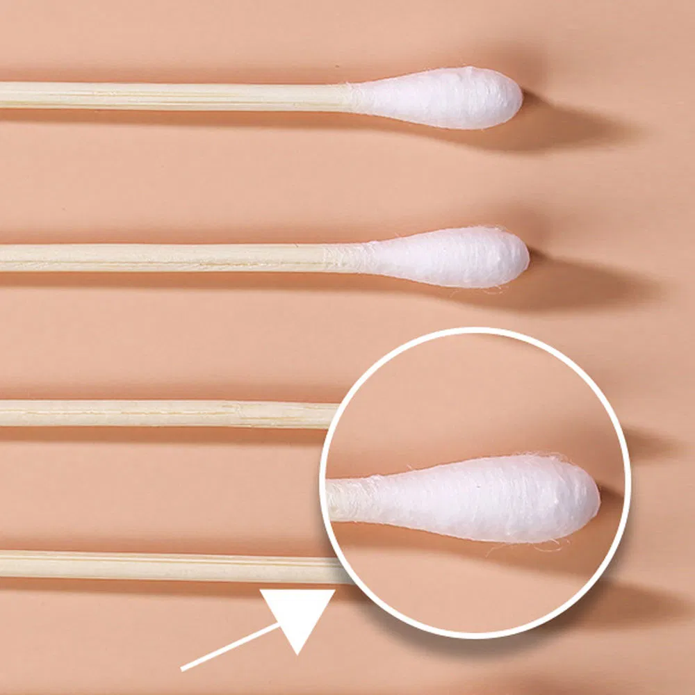 Portable Single-Ended Cotton Swabs with Bamboo Sticks, 50 Pieces in Total.