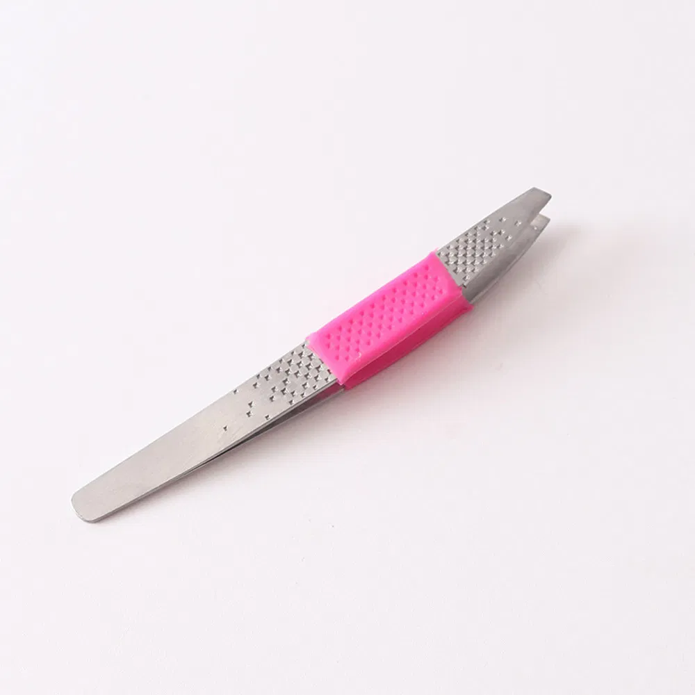 Guangdong Stainless Steel Slanted Eyebrow Clip Makeup Beauty Eyelash Tweezers