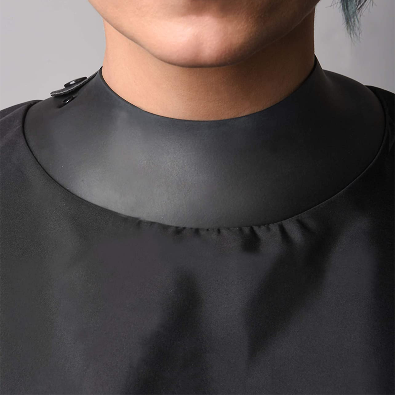 Fashion Custom Logo Waterproof Barber Beauty Hair Cutting Cape Salon with Snaps Neoprene Silicone Neck Hairdressing Capes