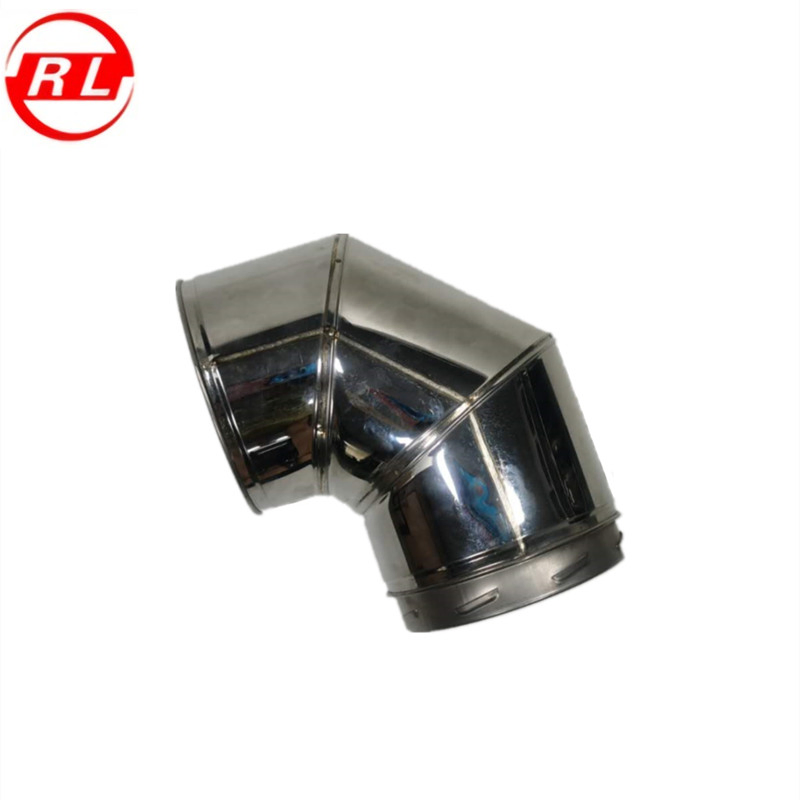 90 Degree Silver White Spiral Style Double Wall Elbow Chimney Duct