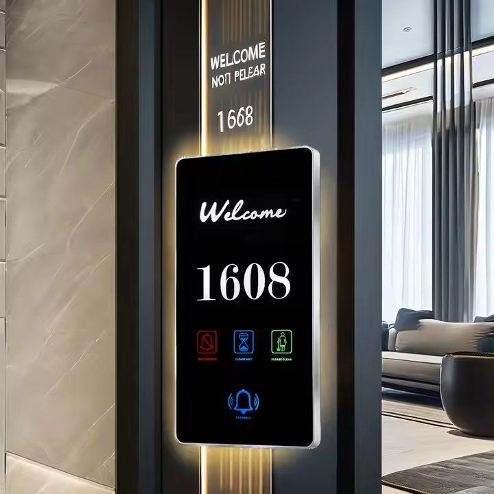 Smart Touch Screen Hotel Electronic Doorplate Do Not Disturb Checkin Clean Number Signs Door Plate with Room Number