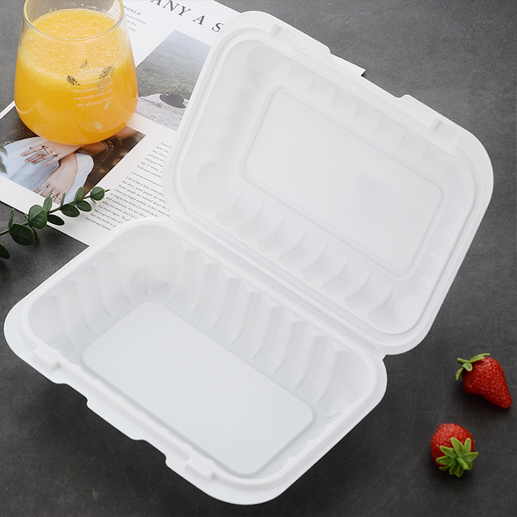 Take out Food Container Disposable Clamshell Box Biodegradable Cornstarch Tableware