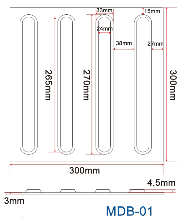 PU/TPU Tactile Indicator Paving Tile with Self-Adhesive