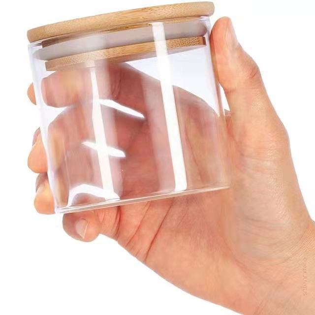 Стеклянная банка 10oz с бамбуковой крышкой