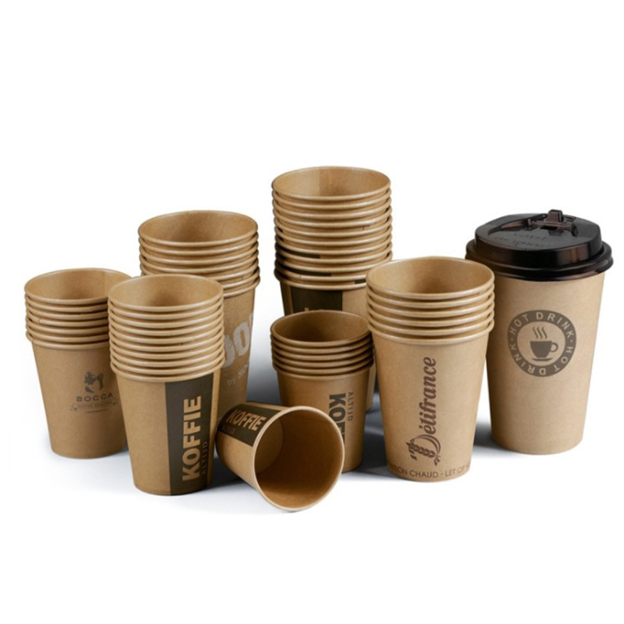 Disposable Paper Cup Printing Takeaway Drinking Coffee Paper Cup with Prevent Leaks Lids