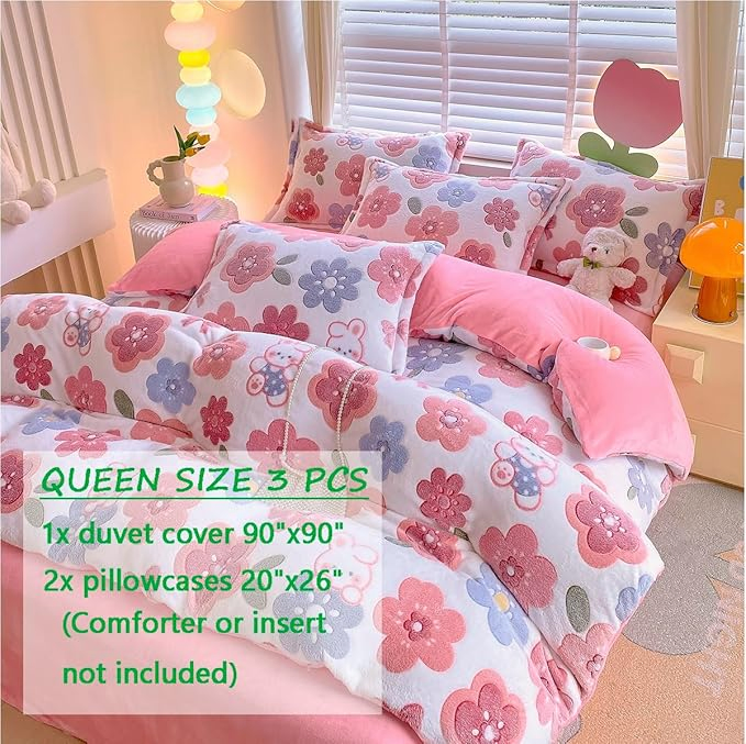 Aesthetic Twin Duvet Cover Ultra Soft Fluffy Blanket Zipper Bedding Sets