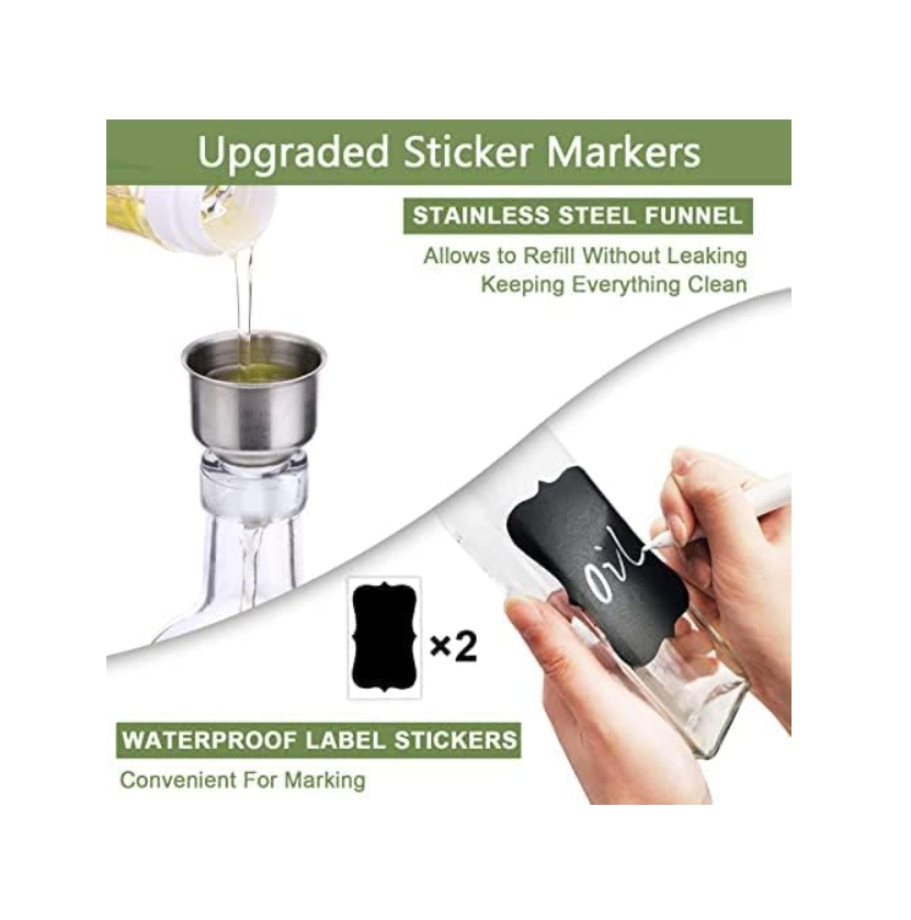 2 PCS Glass Olive Oil and Vinegar Dispenser Set Olive Oil Dispenser Bottle