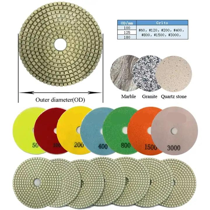 80-180mm Resin Bond Wet or Dry Diamond Polishing Pads for Marble Granite Stone Quartz Concrete Rock