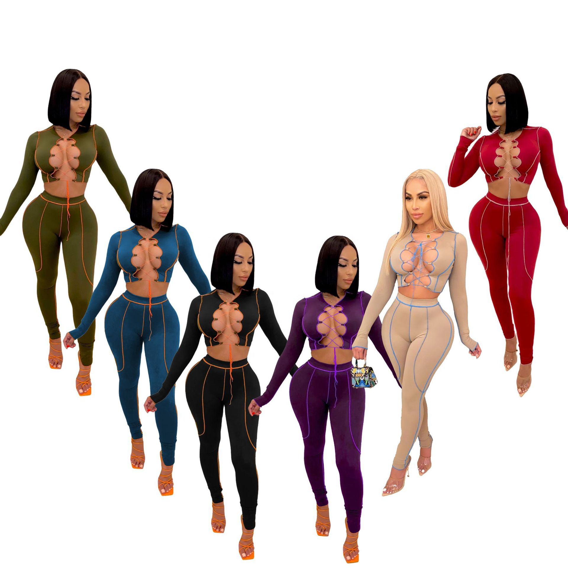 Комплект женский весенний африканский стиль топ и штаны длинный рукав