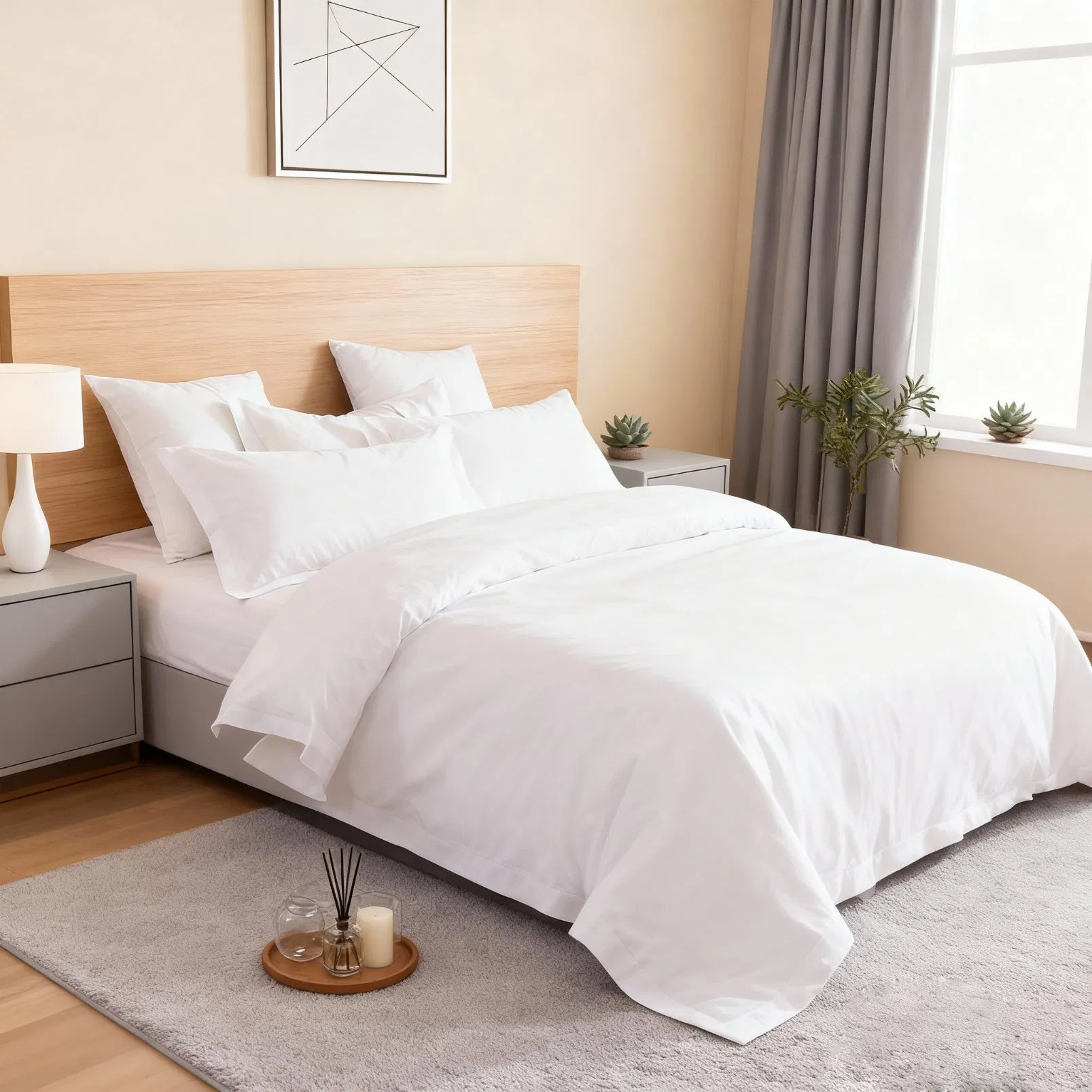 Customized White 60*40s 100% Cotton Hotel White Bedding Quilt Cover