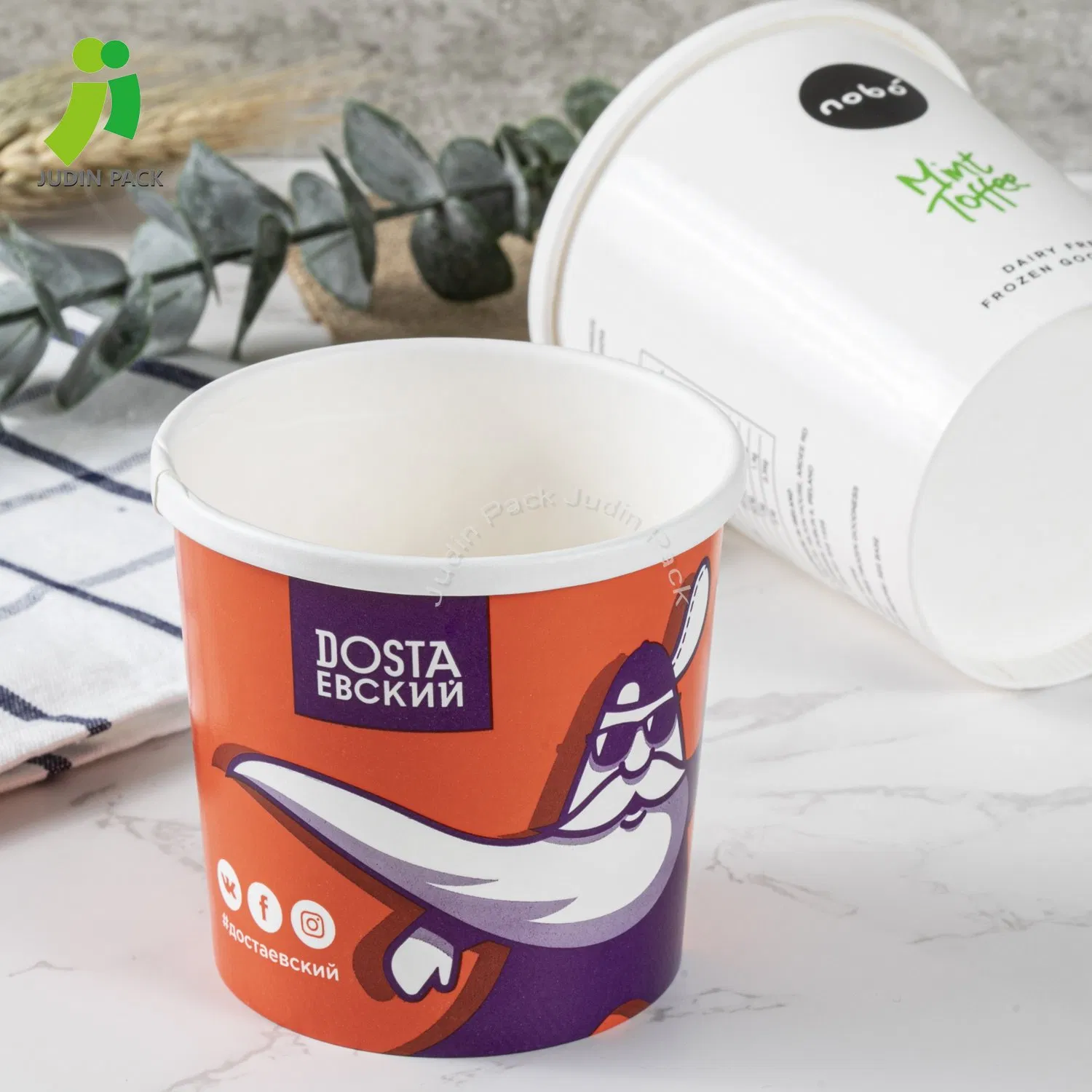 Customize Ice Cream Packaging Cups with Lid Containers-Double PE Coating