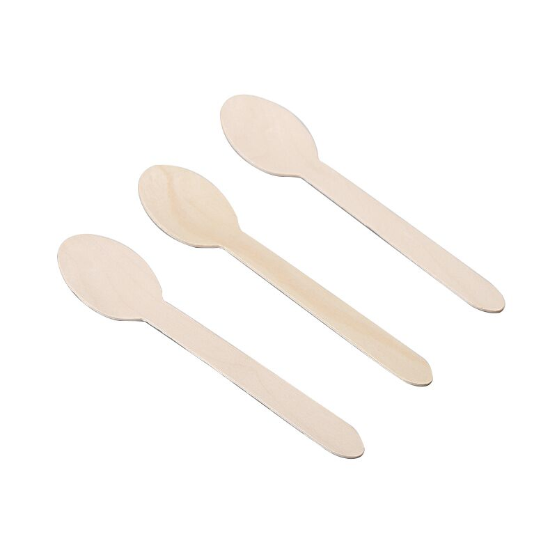 Take Away Disposable Kraft Paper Package Wooden Cutlery Custom Logo