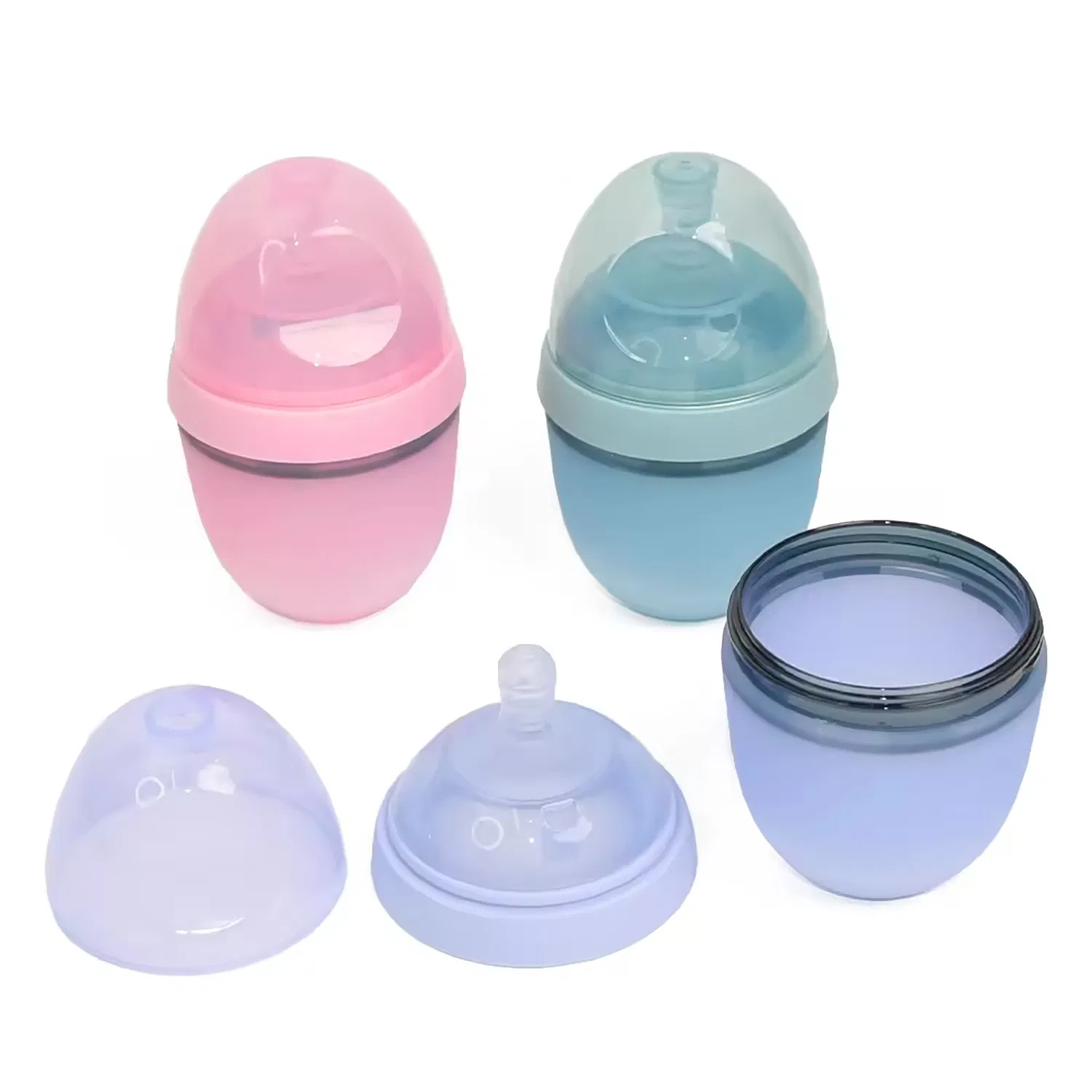 Pba Free Food Grade Custom Silicone Newborn Baby Feeding 150ml Bottle Compact Travel Design with High-Quality Nipples