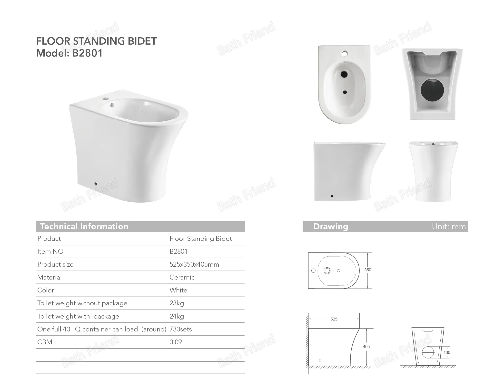 Elegant Design Bathroom Sanitary Ware Woman Bidets European Market Style Ceramic Bidet