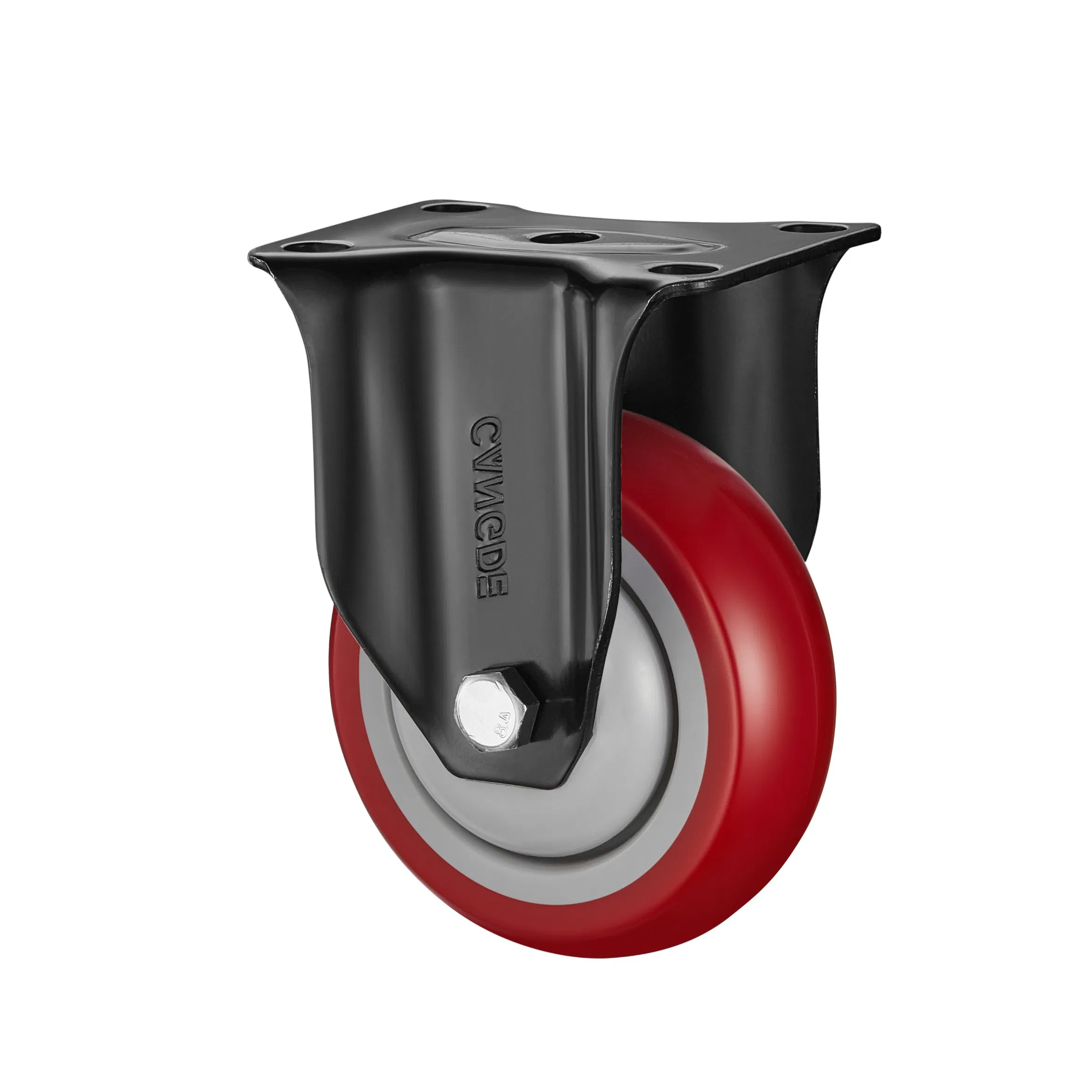Red Polyurethane Swivel Casters with Brake, Medium Duty - Wear-Resistant, Quiet Rolling