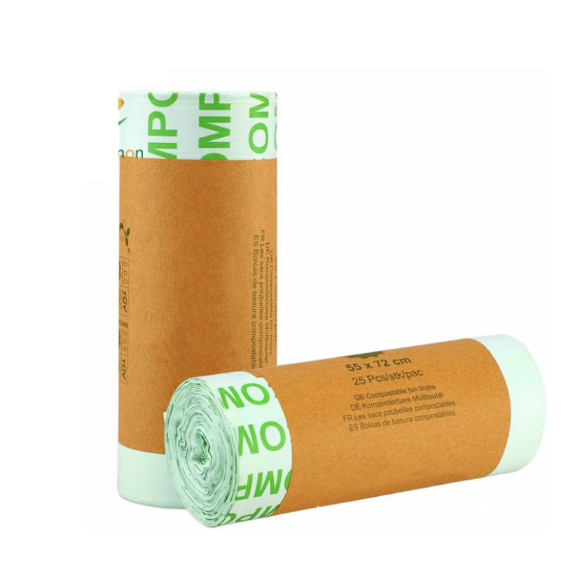 Eco Friendly PLA Bioplastic Degradable Compostable Garbage Trash Bag in Roll 100% Biodegradable Bag