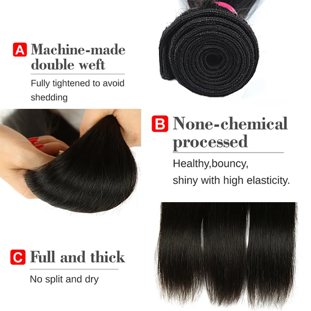 Natural Colour Straight No Shedding Human Hair Bundles Hair Extension Wig