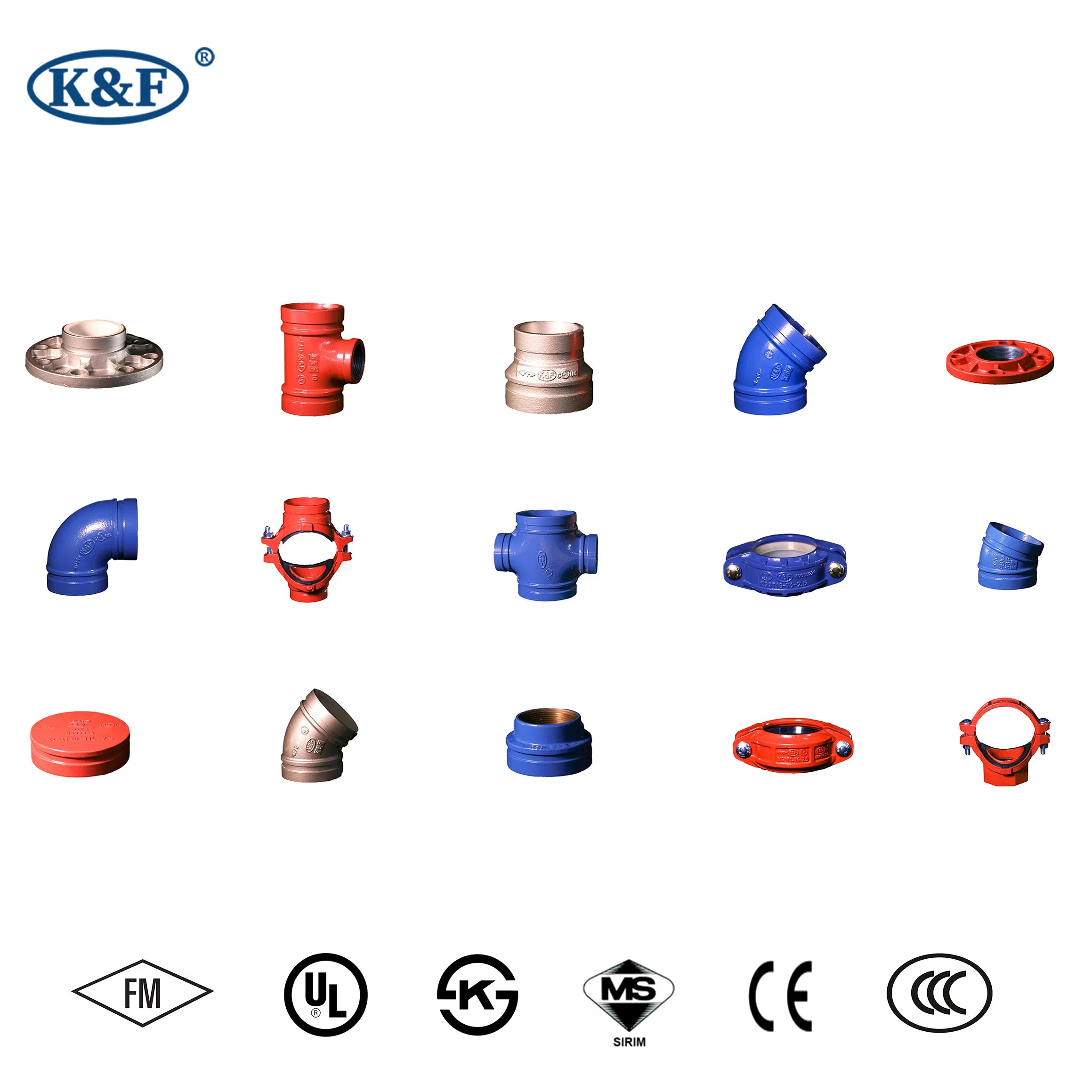 Kanaifu Grooved Fire Control Ductile Iron Pipe Fitting Elbow Tee Coupling Socket Pipe Fitting