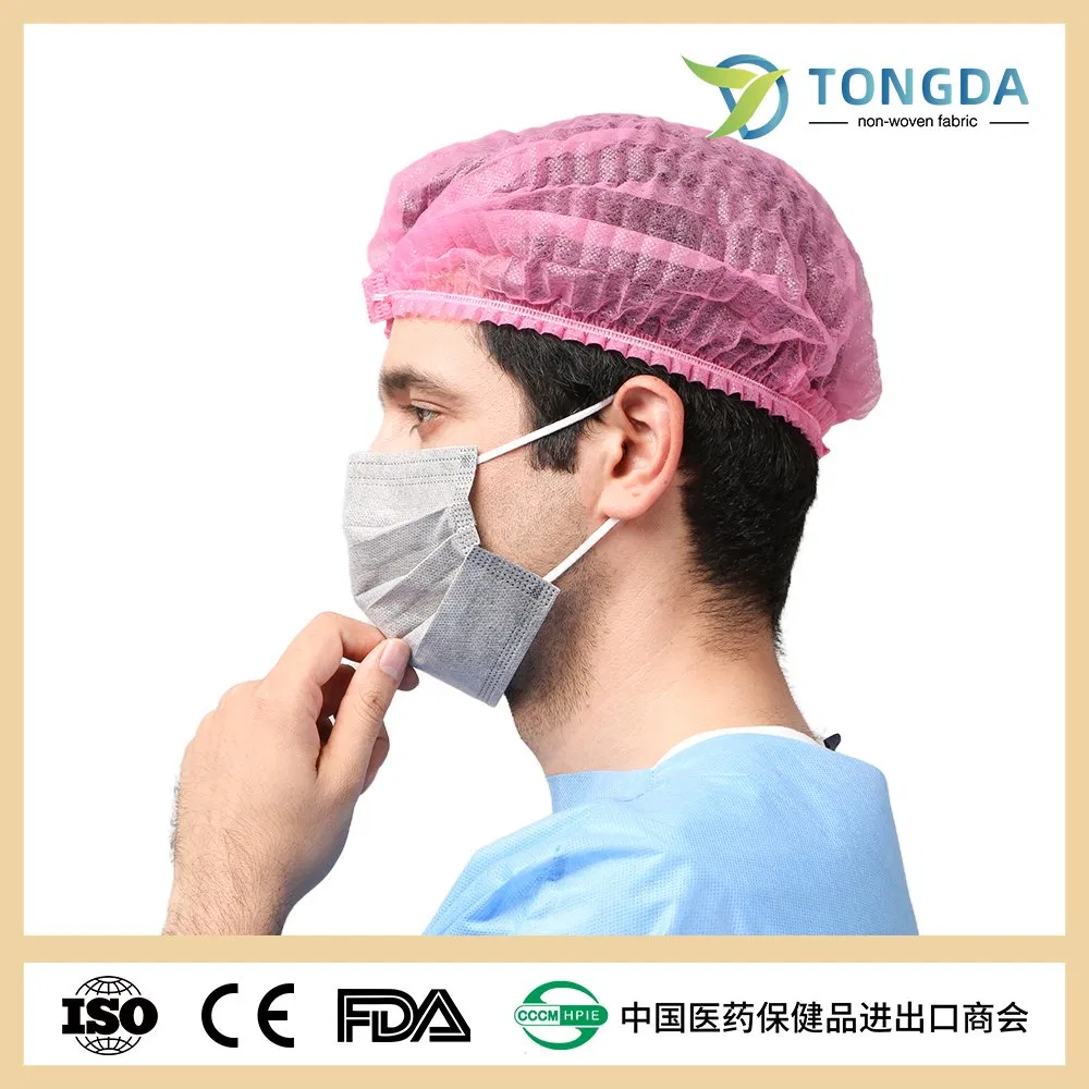 Disposable Pleated Mob Caps Colored Non-Woven Stretch Clip Caps