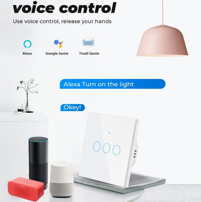 EU Standard Tuya Smart WiFi RF433 Wall Touch Switch