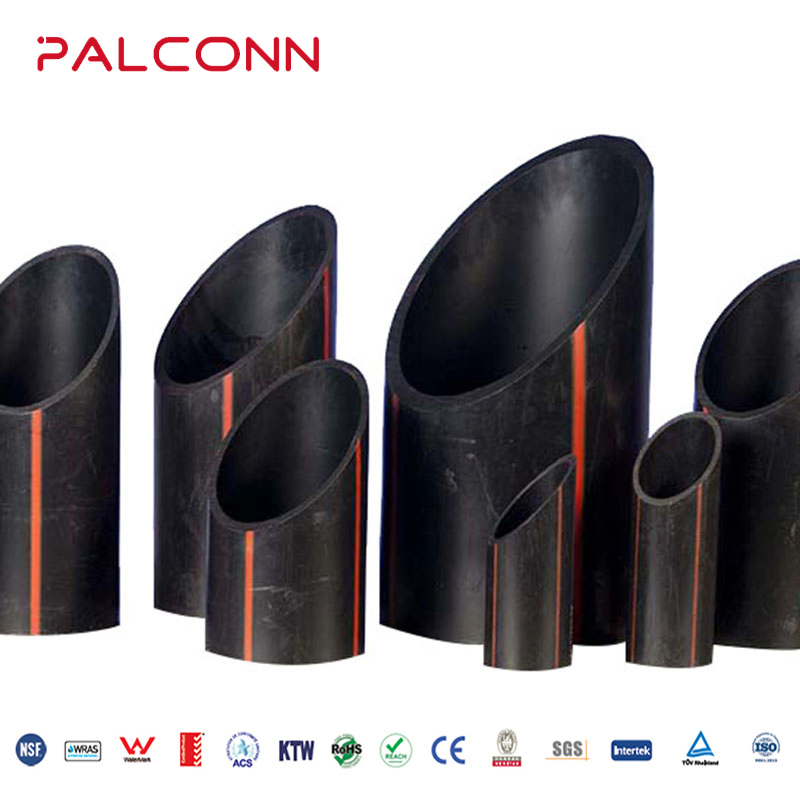 China Manufacturer Palconn 63*3.8mm Pn10 Black Color with Blue Strip HDPE Pipe and Fittings
