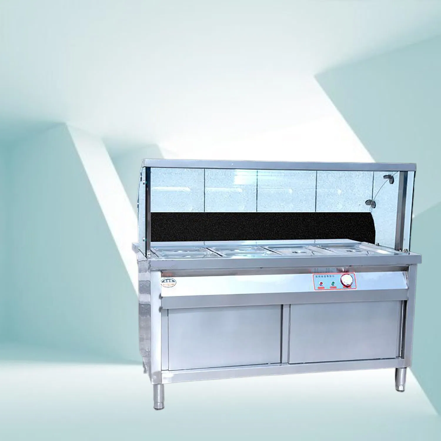 Electric Bain Marie (CE certificate) Mainly Stainless Steel Body. 4 Temperature Controller From 50 to 110 Degree. 2 Pieces Gn 1/2 Pans and 8 Piecess Gn