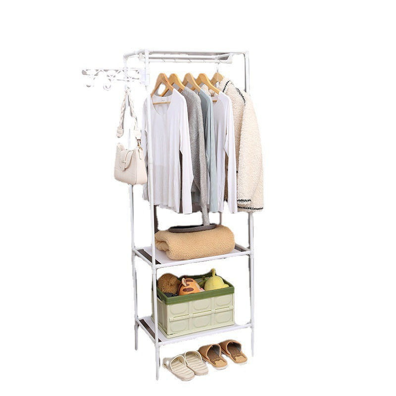 Simple Bedroom Standing Multifunctional Iron Pipe Standing Coat Rack Shoe