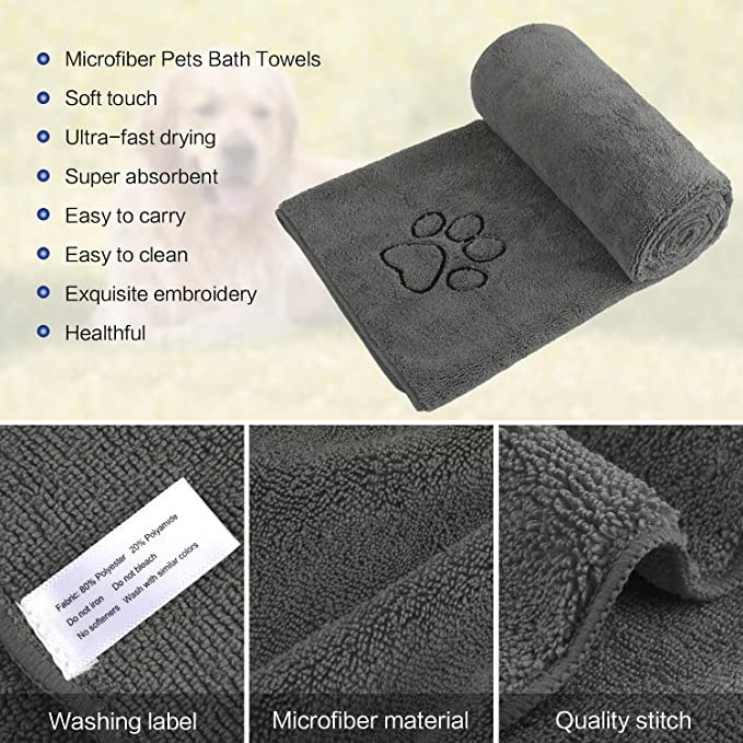 Super Soft 80% Polyester 20% Polyamide Microfiber Pet Dry Bath Towel Cleaning Cloth for Dog and Cat