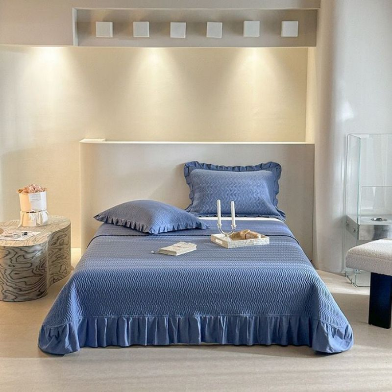 Embroidery Bedspread Set Pure Cotton Lace Bedding Set Sabanas Bed Linen Bedspread Waterproof Bamboo Lining High End Grey Home Textile Pillowcases