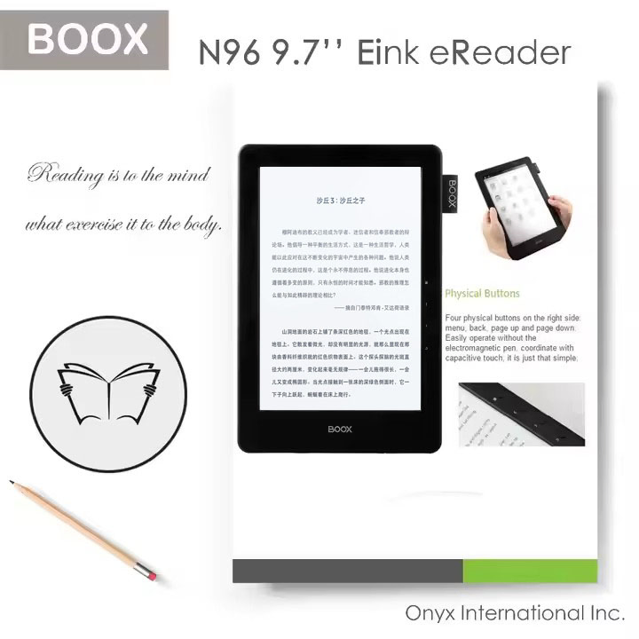 9.7 Inch Eink Books Reader Supporting WiFi & Bluetooth Communicating Mode and Touching Screen Audio MP3 and Wav Formation