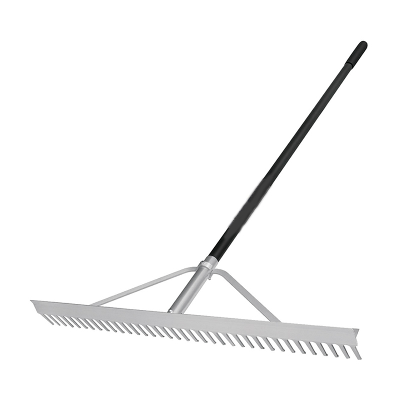 Leaf Rake Tool Aluminum Head Shed Row Landscape Lawn Rake with Handle