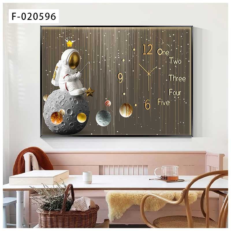 Luxury Glass Crystal Wall Art Painting Clock for Home Decor