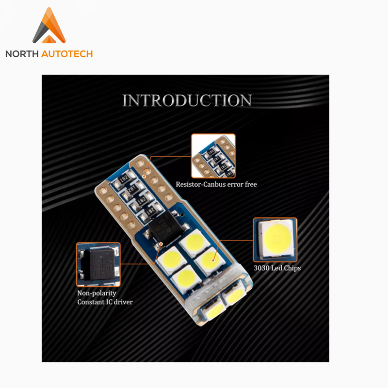 Светодиодные лампы T10 W5W для салона авто, 10 SMD