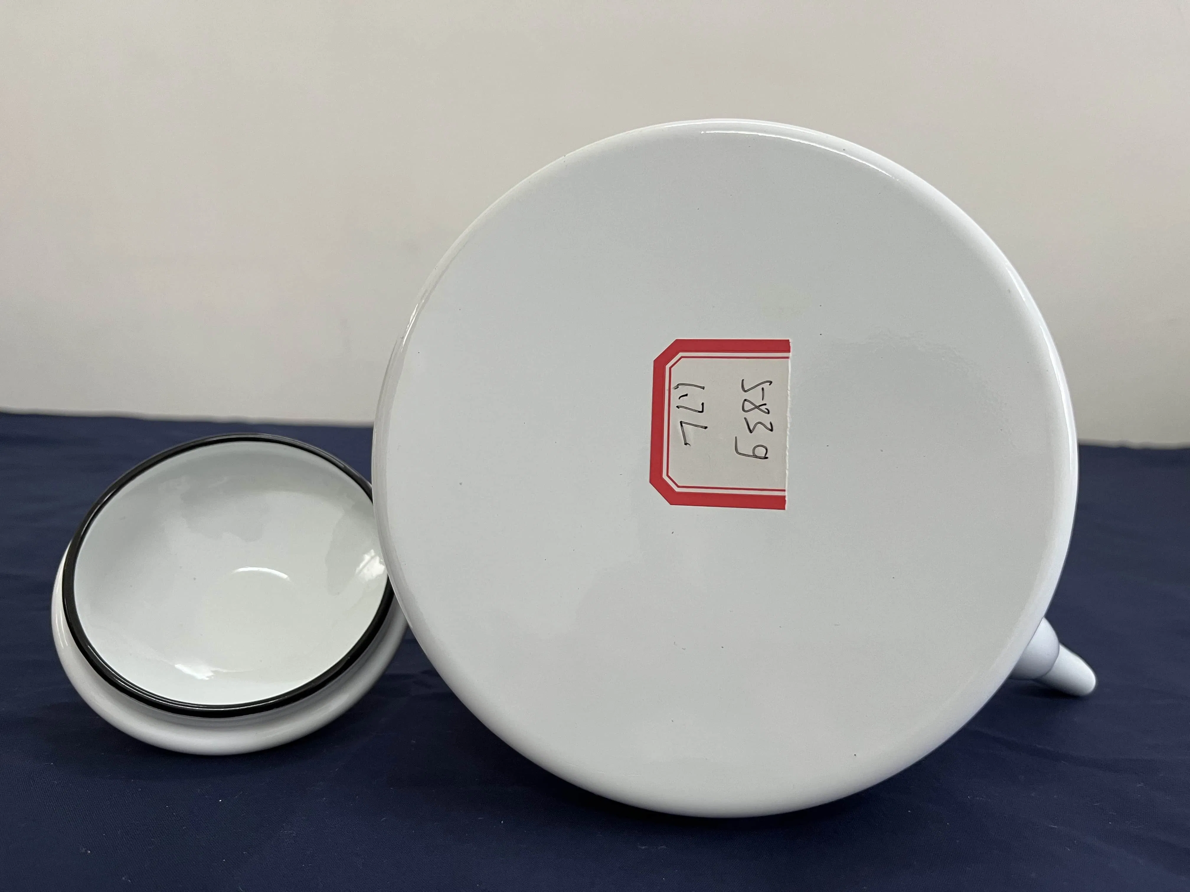 Enamel Kettle with White Floral Lid Decal Stainless Steel Handle