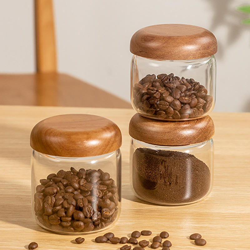 Honey Jam Glass Jar 250ml 380ml Storage Tank with Wooden Lid