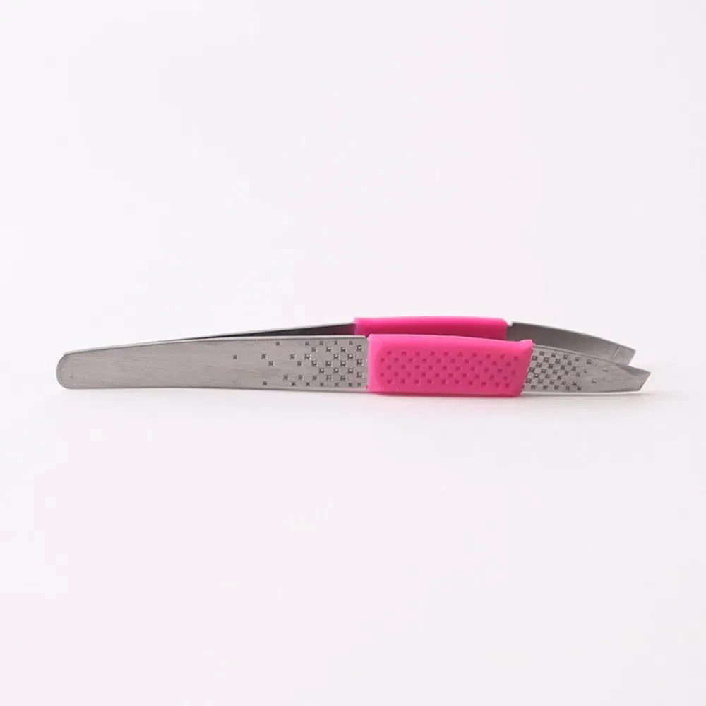 Guangdong Stainless Steel Slanted Eyebrow Clip Makeup Beauty Eyelash Tweezers